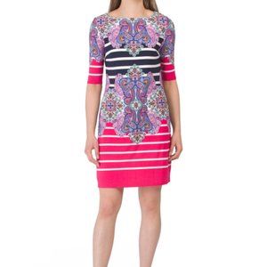 Eliza J elbow sleeve printed dress multi colored size 8